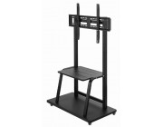 TV floor stand with caster wheels, 37- - 100-, Gembird -TVS-100F-01-, max. 150 kg, max. VESA 800 x 600, Steel, Dimensions: 1050 x 570 x 1785 mm, Black